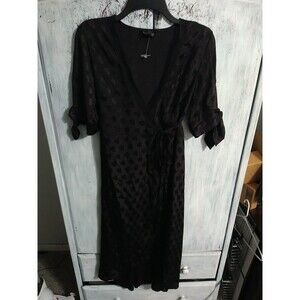 Topshop Cottage Core Bow Lace Wrap Maxi Dress Black Size 6